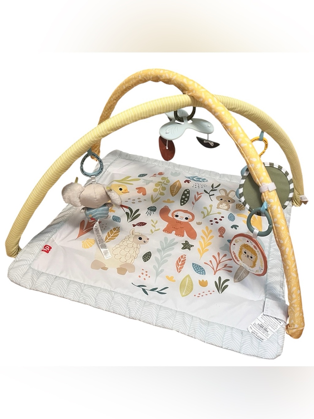 Fisher-Price Yellow & White Baby Activity Gym with Hanging Plush Toys